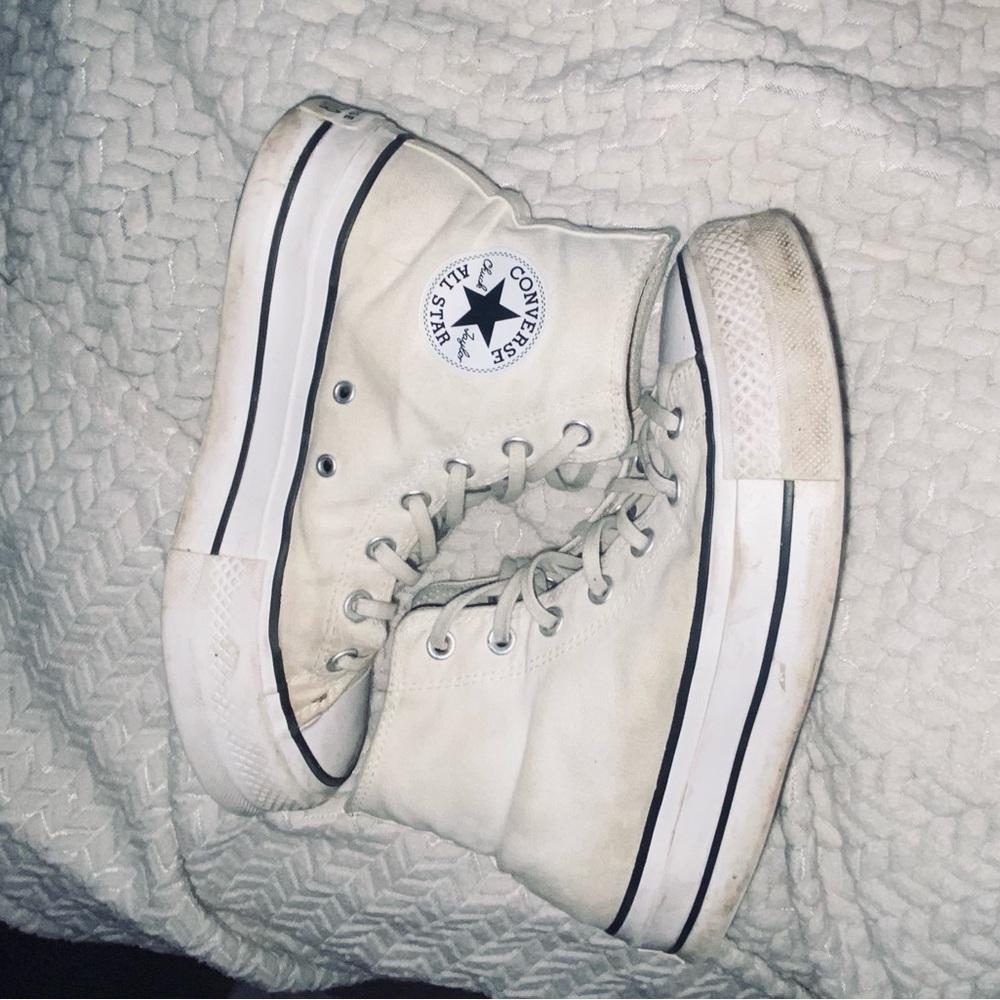 White Converse Platforms.